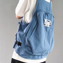 Autumn and winter National tide horse clip vest big backpack black blue Japanese retro vest men and women sleeveless tide card coat tide
