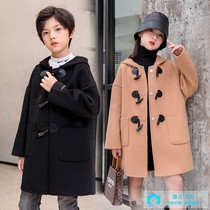 Autumn and winter new childrens double-sided cashmere coat boys wool coat coat girls middle-aged childrens woolen coat