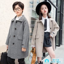Childrens clothes Spring and autumn new boy wool What about the girls bifacial cashmere the big coat of clothing and the big child in the coat