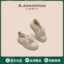 Foreign princess shoes French A Knackfuss childrens small leather shoes~Casual all-in-one pedal girls  shoes