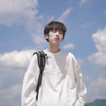 2021 autumn men and women same sweatshirt letter embossed round neck shoulder pullover fake two pieces wild student coat