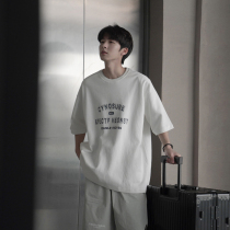 H240g Wo Sub-Gentleman Summer Clothing Men Short Sleeve T-shirt Letter Printed Casual Round Collar Compassionate Student Loose Half Sleeve