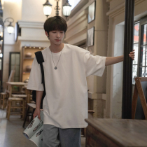 E300G heavy pound summer short sleeve T-shirt pure color round collar drop shoulder 100 lap casual undershirt half sleeve tee tide mens clothing