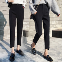 Blazer pants womens cropped black trousers spring and autumn style droop pants high waist thin and versatile straight tube pipe pants thin