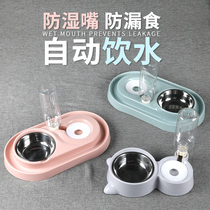 Dog bowl cat bowl Teddy dog supplies Dog Basin Cat Basin automatic drinking water double bowl large dog dog food basin cat food basin
