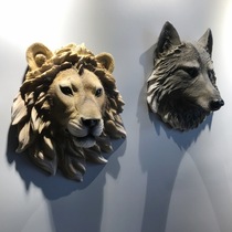 American resin simulation animal head wall hanging Nordic wolf head lion head wall decoration bar pendant