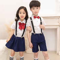 Boy dress suit summer piano performance catwalk children host English flower girl graduation girl small suit