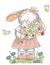 DMC-bunny patch rabbit 3 cross stitch electronic drawing redraw source file xsd