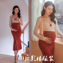 Photo studio new maternity photo clothing retro Hong Kong style pregnant mother fashion sexy dress maternity photo photography clothing