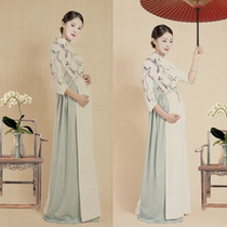 Maternity photography clothing retro style skirt studio maternity clothing Chinese style meticulous painting pregnant women photo photo clothing