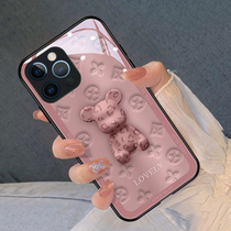 Rose Powder BAO WEN Bear iphone13promax Mobile Phone Shell New Apple 13pro Tide Card 12mini Couple X Creative Upscale 11 Mesh Red Xsma