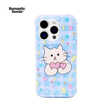 Romantic Seeds Heart Kitten Plaid iPhone Case