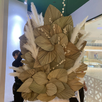 Floral wall decoration dry fan leaf brown Tung white big Reed shopping window wedding flower arrangement making dry flower material