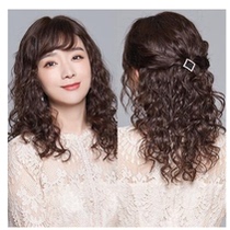  Whole wig Female full headgear type middle-aged and elderly wig Female medium-long hair mother medium-long curly hair Wool roll wig set