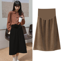 Autumn Winter New Pregnant Woman Lamp Wick Suede Half Body Dress Gestation Mother High Waist Thickening Loose slim 100 hitch length umbrella skirt
