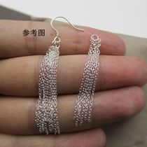 S925 Pure Silver Korea Temperament Pearl Streaming Su Long Earrings Earrings Girl Earline Ear Chain Personality Ear Pendant Accessories