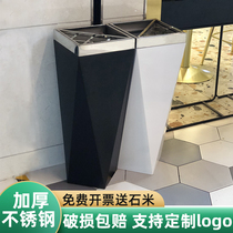 Hotel lobby vertical commercial trash can stainless steel ashtray bucket elevator entrance corridor Hotel ktv can be customized
