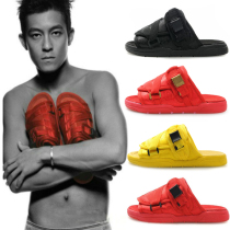 Summer stars with the same style Chen Guanchy slippers Mens fashion Chaochio Couple casual I drag women Outdoor beach Shoe tide