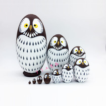 10 Floors Owl Egg Type Russian Set Dolls Wooden Toy Craft Gift wish to swing a custom