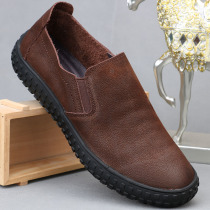 Foreign trade mens shoes genuine leather casual leather shoes mens head cow leather one foot pedal soft bottom soft leather handmade sloppy shoes driving shoes