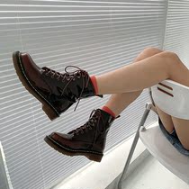 Spring and autumn retro fried street thin boots Martin short boots women tide ins increased British style short boots Joker handmade single boots