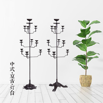 Vintage candlestick Chinese iron lamp Nostalgic iron candlestick Wax table Chinese style lampstand Ghee lamp Floor-standing iron oil lamp