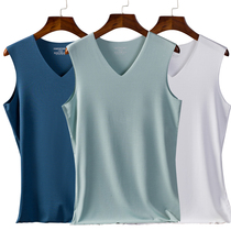 2 pieces Mens seamless vest mens modal vest summer sports youth bottoming sleeveless T-shirt V-neck