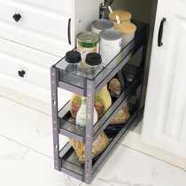 Rice cupboard kitchen cabinet narrow cabinet pull basket Small size seasoning basket Mini seasoning shelf storage pull basket 2 layers 3 layers