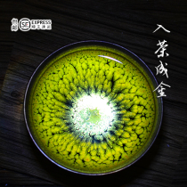 Point tea into gold oil drops Partridge zigzag tea cup pure hand-built kiln Jianyang tea cup Weng Wuyue