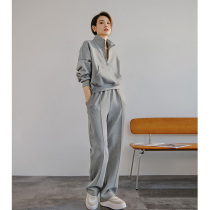 2022 Spring Autumn New Advanced Senses Nemesis Red Fried Street Fashion Casual Sports Clothing Foreign Air Weaters Two Suits Women