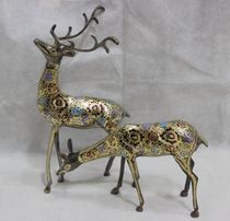 16 inch couple deer Pakistani bronze copper deer handmade ornaments Fu Lu Shou copper handicraft