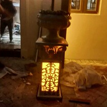 Yongshun sandstone sculpture Sandstone relief landscape sculpture Sandstone round carving community courtyard decoration small translucent column