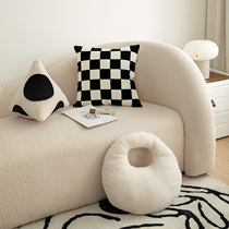 Nordic Ins wind cuddle pillow combined net red Alien leaning on pillowdown circle suede Chessboard Grid triangular drawing board sofa cushions