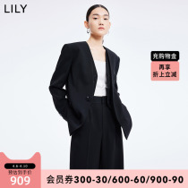 (Mall same section) LILY2022 summer new womens fashion fake two design sense No collar suit jacket woman