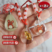 Rat baby fetal hair pendant homemade preservation fetal hair pendant pendant necklace Baby fetal hair souvenir men and women diy