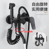 Black simple shower set shower switch hot and cold water mixing valve all copper bathtub faucet bathroom Bath Bath