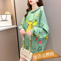 Pregnancy Woman Dress Spring Autumn Dress With Cap Sweatshirt Loose large size Long sleeves Pregnant Woman Spring Thin pure cotton blouses