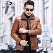 Leather leather mens cross mink whole mink inner cowhide short leather jacket leather jacket leather wool mens mink coat coat