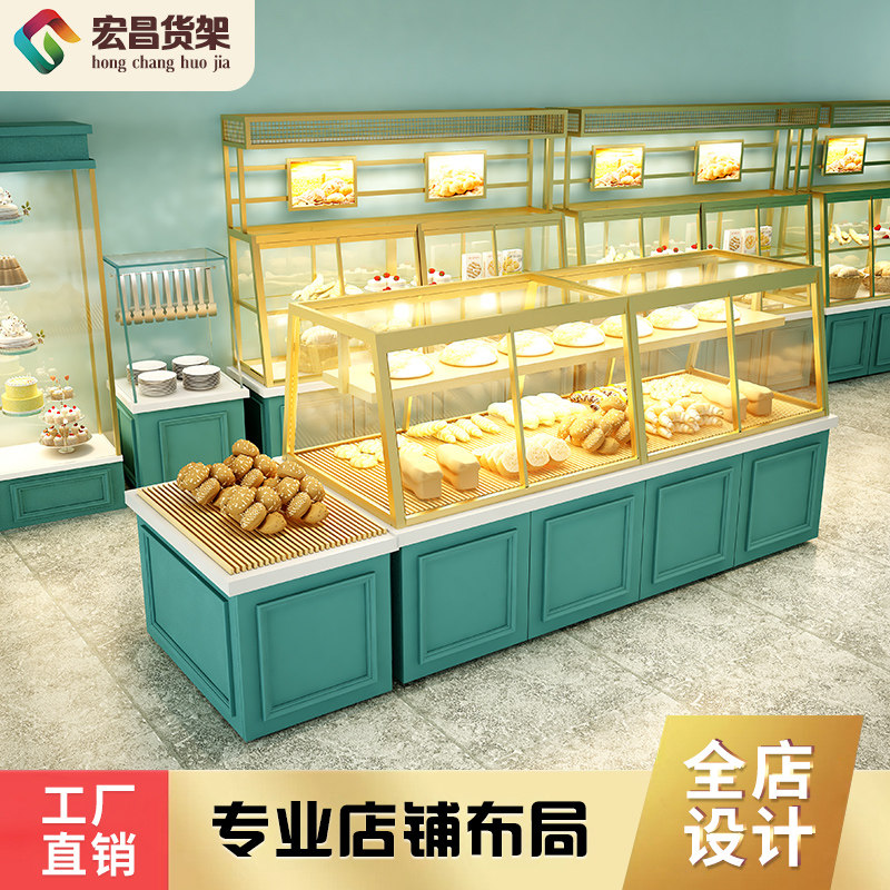 Bread cabinet bread display cabinet in the island cabinet cake shop display shelf baking display cabinet glass commercial