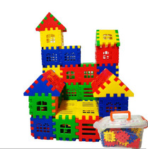 Plastic House interspersed with building blocks toys 3-6 years old 1-2-4 children boys and girls baby Creative Assembly cabin