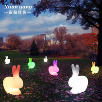 led luminous rabbit lamp Mid-Autumn Square Park colorful luminous decorative rabbit stool outdoor creative Jade Rabbit lamp