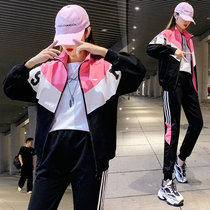 Li Ning VIP Sports Suit Womens Spring Autumn Season 2021 Large Code Loose Long Sleeve Sweater Three Sets Running Casual Wear