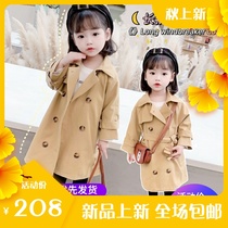 Girls coat 2022 new autumn dress baby girl autumn style coat long girl children windbreaker tide