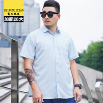 Fat plus size ice silk short-sleeved white shirt mens business free ironing professional shirt tide fat fat guy loose