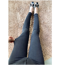 Italian C Home Knit Linen Elastic Cotton High Waist Tight Body 90% Small Feet Jeans Woman slim and hip slim fit