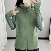 New outdoor sports Spring and Autumn soft shell hooded fleece womens windproof warm breathable slim coat group purchase customization