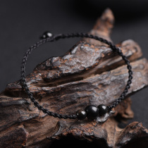 Pure handmade natural obsidian hand rope women 2022 New Mens Women black anklet foot rope bracelet
