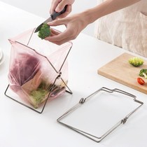 Household stainless steel garbage bag shelf storage rag rack foldable kitchen classification trash can plastic bag shelf