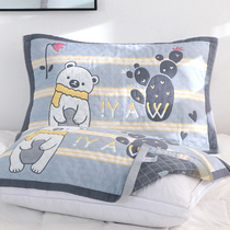 Pillow towel pure cotton high-end pair of household sweat-absorbing breathable pillow towel cover cotton single cartoon non-slip does not fall off