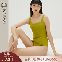 NEIWAI inside and outside girl retro one-piece swimsuit square collar female backless slimming swimming resort hot spring